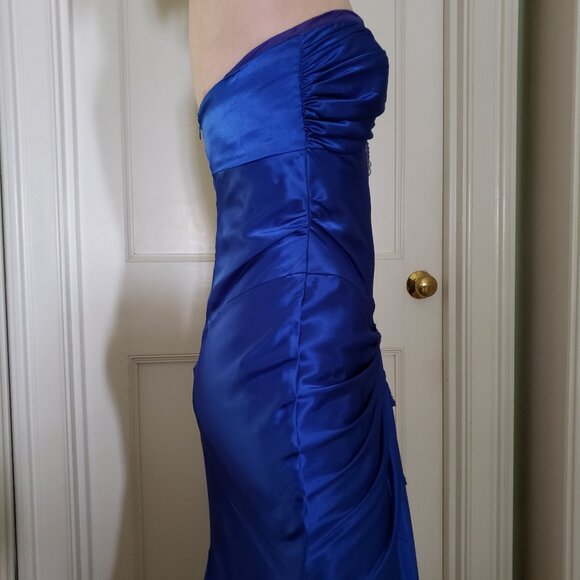 Blue strapless high low gown 1/2 - Picture 7 of 14